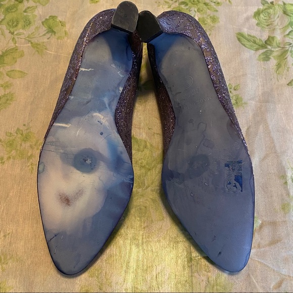 VINTAGE Purple Cheetah Glitter Heels Size 5.5 - Picture 7 of 8